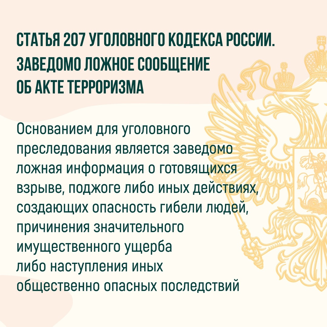 Заведомо ложное сообщение об акте терроризма – уголовно наказуемое деяние. Фото 3